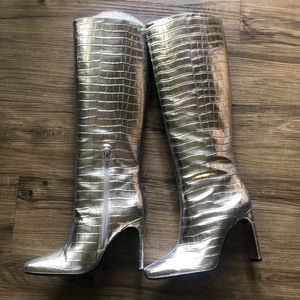 Zara metallic silver boots